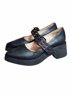 Chunky All Black Mary Janes Goth Altternative Platform Vibes Block Heels